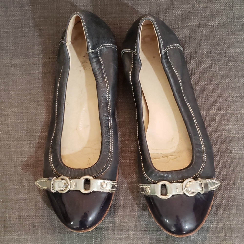 AGL Navy/Silver Toe Cap Flats